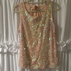 Forever 21 Iridescent Sequin Tank Top - Peach